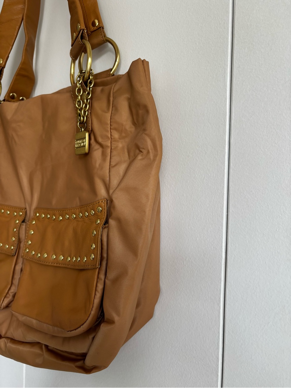 Kenneth Cole Tan Stud-Accent Tote Bag NWOT - Picture 2 of 15